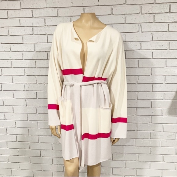 St. John Colorblock Stripe Cashmere Blend Cardigan - Picture 1 of 12